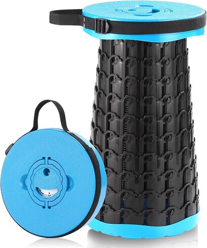 Collapsible Stool for Adults, 800 lbs 18-Inch Portable Folding Camping Seat | Telescoping retractable design with adjustable height; lightweight seat for fishing, hiking, travel, festivals and BBQ in Saudi Arabia