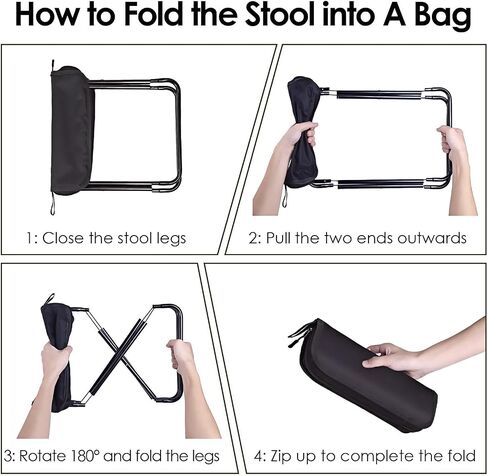 Portable Stool, Camping Stool 12inch Portable Folding Stool Small Folding Chair, Telescopic Compact Foldable Stool for Camping, Hiking, Outdoor Concert(3Pcs 60ML Travel Bottles Gift) in Saudi Arabia
