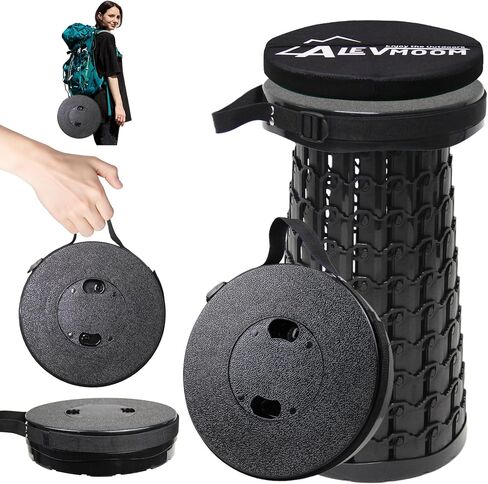 Upgraded XXL Collapsible Stool with Cushion 20.4", 440Lbs Max Weight, Wider & Taller Pop Up Seat, Heavy Duty Portable Retractable Folding Stool or Travel Foot Rest, Gift for Camping & Outdoors in Kuwait