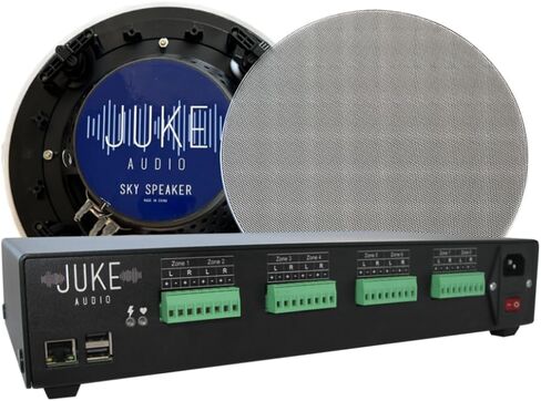 JUKE AUDIO Speaker & Amp Bundle - 8 Zone (16 Channel) Amplifier with 16 Ceiling Speakers - Multi-Room Audio Package - Airplay 2, Spotify Connect, Bluetooth (8 Zone) in Saudi Arabia