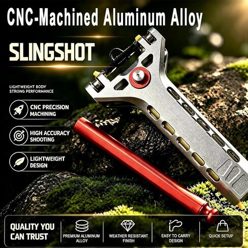 Slingshot for Adults with Magazine 2 Bands and 100 Balls | Aluminum Alloy Catapult Semi Automatic Loading Set, High Precision Target Training Sling Shot in Saudi Arabia