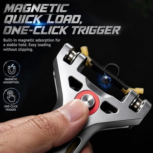 Slingshot for Adults with Magazine 2 Bands and 100 Balls | Aluminum Alloy Catapult Semi Automatic Loading Set, High Precision Target Training Sling Shot in Saudi Arabia