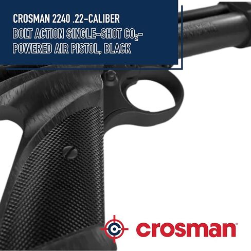 Crosman 2240 Bolt Action Single-Shot .22 Caliber CO2 Air Pistol - 460 FPS – Black | Improved Bolt Design - Rifled Steel Barrel - Ambidextrous Grip in Saudi Arabia