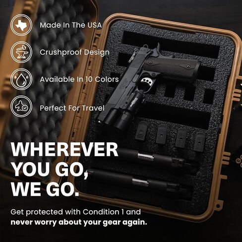 Condition 1 Waterproof Hard Gun Case, Model 179, 4 Pistol Slots 12 Mags, TSA Approved Lockable Firearm Storage Case, IP67 Waterproof, Made in USA | 12 Mags, TSA Approved Lockable Firearm Storage Case, IP67 Waterproof, Made in USA in Saudi Arabia