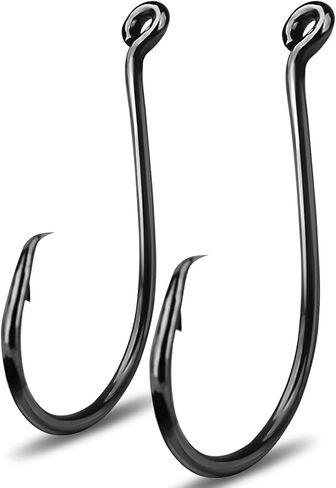 Atibin Sharp Bait Holder Fishing Hook Saltwater Tackle Black | High Carbon Fishing Hooks Steel Trout Heavy Duty Circle Hooks Freshwater Strong in Kuwait