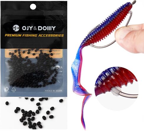 Bait Stoppers (300/600Pack), Silicone Rubber Based Fishing Bait Keeper Retainer Beads for Securing Soft Plastic Lure onto Hook Shank in Kuwait