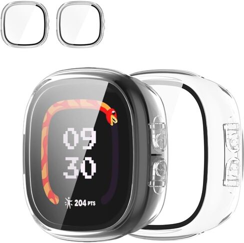 Rc-Z 2-Pack Screen Protector Case for Fitbit Google Ace LTE Smartwatch, Hard PC Bumper Frame with Tempered Glass Face Cover, Clear in Saudi Arabia