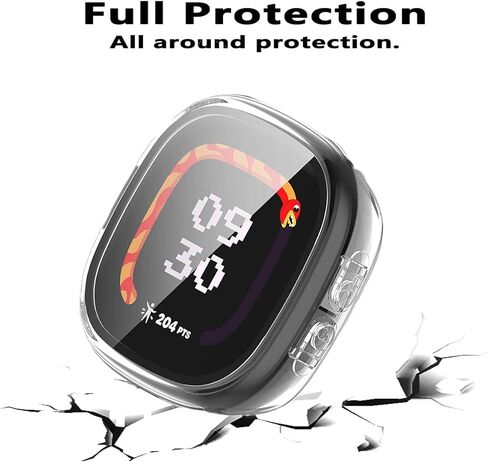 Rc-Z 2-Pack Screen Protector Case for Fitbit Google Ace LTE Smartwatch, Hard PC Bumper Frame with Tempered Glass Face Cover, Clear in Saudi Arabia