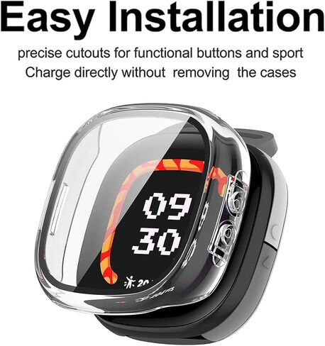 Rc-Z 2-Pack Screen Protector Case for Fitbit Google Ace LTE Smartwatch, Hard PC Bumper Frame with Tempered Glass Face Cover, Clear in Saudi Arabia