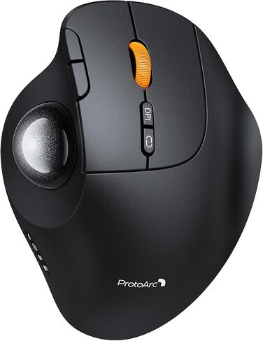 ProtoArc EM02 Wireless Trackball Mouse, Ergonomic Thumb Ball Control, Gray | 0/15° Adjustable Angle for Different Wrist Positions, Connect 3 Devices Via Bluetooth/2.4G USB-A, Rechargeable Battery in Saudi Arabia