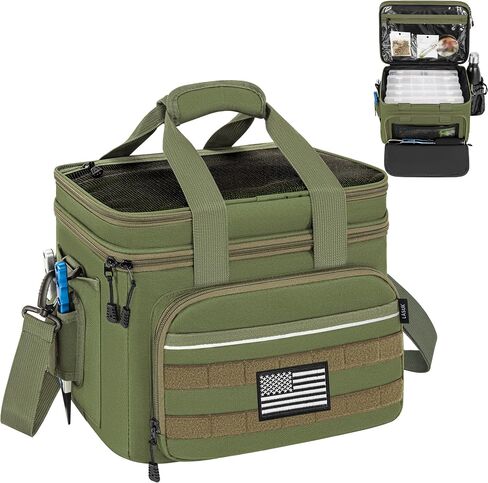 Fishing Tackle Bags, 19L Waterproof Tackle Box Organizer Shoulder | Storge for Saltwater & Freshwater Fly Fishing Gear and Equipment, holds 3400-3600 Size Tackle Boxes (Bag Only, Khaki) in Saudi Arabia