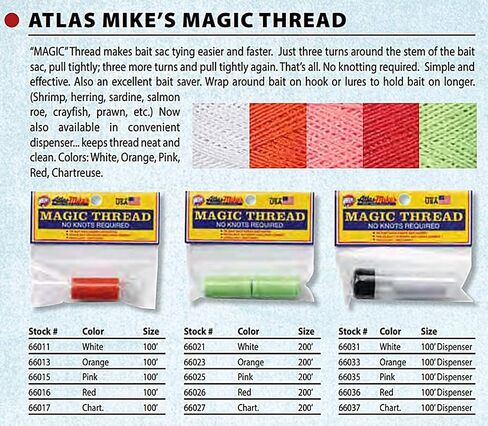 Atlas Mike’s Magic Thread – No-Knot Bait Thread for Tying Roe Sacs, Holding Soft Baits & Securing Chicken Liver or Shrimp – Elastic Fishing Thread with Optional Dispenser in Saudi Arabia