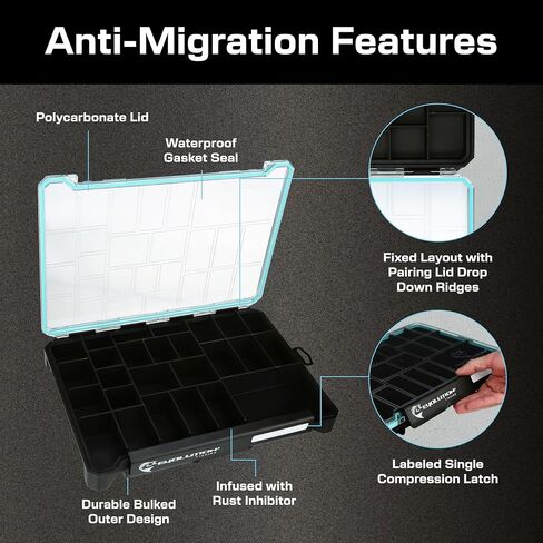 Evolution Fishing BallistiX Terminal Tackle Tray - Waterproof, Anti-Corrosion, One Hand Latch, Clear Lid, Lure Box, Tackle Storage in Saudi Arabia