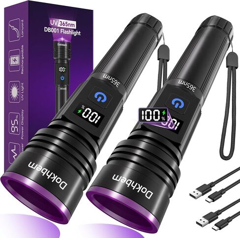 365nm UV Light Flashlight Rechargeable Black Light for Pet Urine Detection | LCD Display, USB Rechargeable, Powerful Ultraviolet Lights for Pet Urine Detection, Resin Curing, Rockhounding, Scorpion in Saudi Arabia