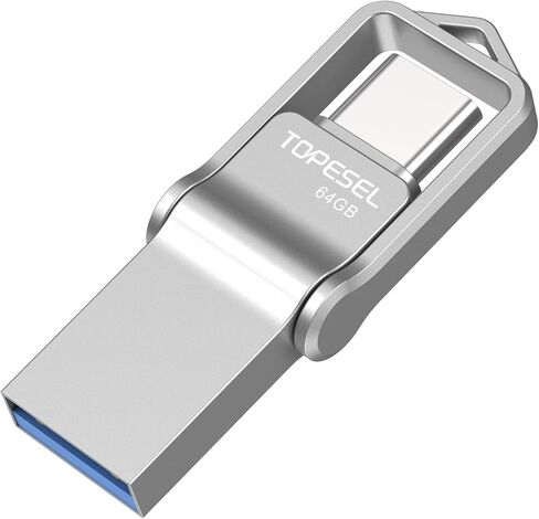 TOPESEL Type C 64GB USB C Flash Drive Dual 2-in-1 Thumb Drive USB 3.0/3.1 Gen1 Drive 64 GB USB-C Memory Stick with LED Indicator for Easy Data Sharing Between PC and Android Smartphones in Saudi Arabia