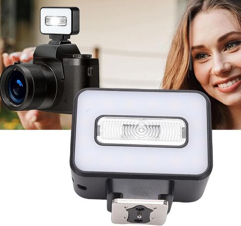 Camera Flashlight 5 Levels Adjustable Portable Flash for Video Photography, Selfies, and Live Streaming for Most Digital Cameras ABS 2500-6500K in Saudi Arabia