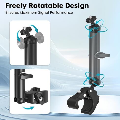 Starlink Mini Clamp Mount, Aluminum Starlink Mini Pole Mount Kit with 1/4"-20 & 3/8"-16 Thread & Clamp Bracket for 2026/2025 StarLink Mini, RV, Camper, Boat, Roof Rack, Balcony in Saudi Arabia
