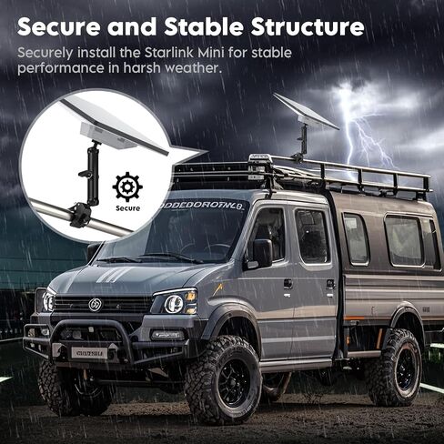 Starlink Mini Clamp Mount, Aluminum Starlink Mini Pole Mount Kit with 1/4"-20 & 3/8"-16 Thread & Clamp Bracket for 2026/2025 StarLink Mini, RV, Camper, Boat, Roof Rack, Balcony in Saudi Arabia