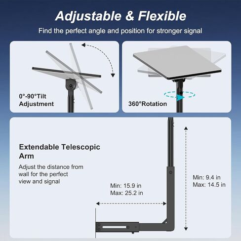 Starlink Mini Mount, Adjustable Starlink Mini X Wall Mount | Wall Mount for Starlink Mini with Telescoping Arm, Rustproof, Weatherproof for Concrete/Wood Walls, Starlink Mounts for Mini in Saudi Arabia