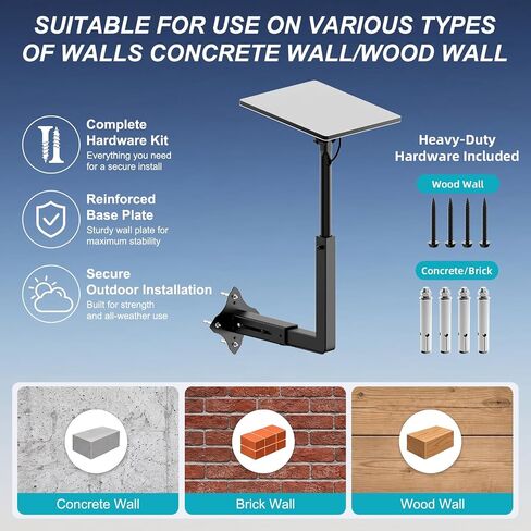 Starlink Mini Mount, Adjustable Starlink Mini X Wall Mount | Wall Mount for Starlink Mini with Telescoping Arm, Rustproof, Weatherproof for Concrete/Wood Walls, Starlink Mounts for Mini in Saudi Arabia