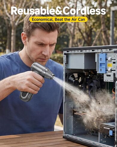 Compressed Air Duster, 170,000 RPM Electric Air Duster with Brushless Motor, 4-Speed Cordless Rechargeable Air Blower for Keyboard, PC, Car - Electronics, Canned Air Alternative in Saudi Arabia