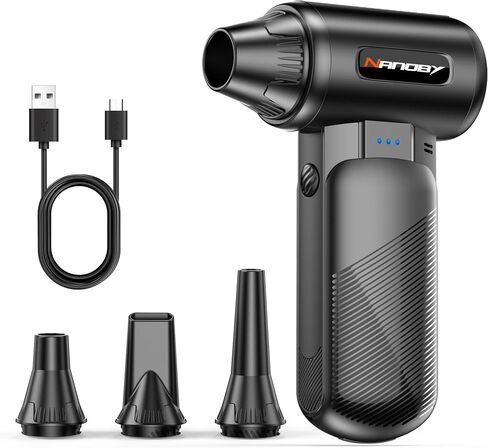 X213 Compressed Air Duster, 130000RPM, 3-Speed Adjustable, Electric | Mini Air Blower, Rechargeable, 4 Nozzles, Cordless, 0.5lb Portable, for Computer, Keyboard, House, Outdoor and Car in Saudi Arabia