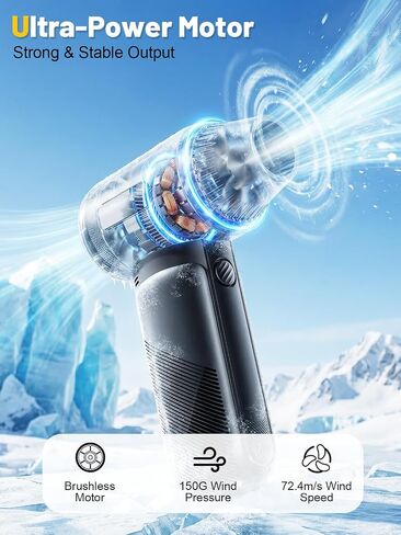 X213 Compressed Air Duster, 130000RPM, 3-Speed Adjustable, Electric | Mini Air Blower, Rechargeable, 4 Nozzles, Cordless, 0.5lb Portable, for Computer, Keyboard, House, Outdoor and Car in Saudi Arabia