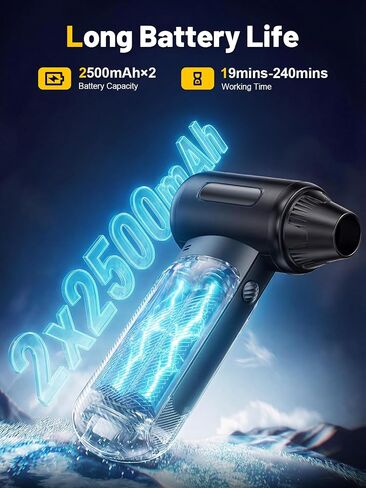 X213 Compressed Air Duster, 130000RPM, 3-Speed Adjustable, Electric | Mini Air Blower, Rechargeable, 4 Nozzles, Cordless, 0.5lb Portable, for Computer, Keyboard, House, Outdoor and Car in Saudi Arabia