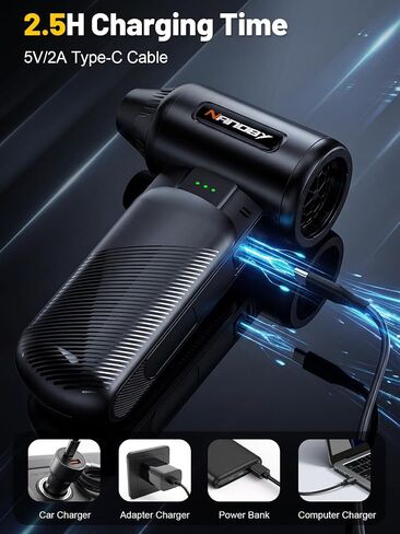 X213 Compressed Air Duster, 130000RPM, 3-Speed Adjustable, Electric | Mini Air Blower, Rechargeable, 4 Nozzles, Cordless, 0.5lb Portable, for Computer, Keyboard, House, Outdoor and Car in Saudi Arabia