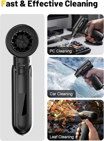 X213 Compressed Air Duster, 130000RPM, 3-Speed Adjustable, Electric | Mini Air Blower, Rechargeable, 4 Nozzles, Cordless, 0.5lb Portable, for Computer, Keyboard, House, Outdoor and Car in Saudi Arabia