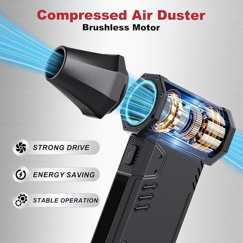Compressed Air Duster,180,000RPM High Speed brushless Motor Mini Blower | 3-speed adjustable electric air duster with multiple nozzles , for cleaning car, keyboard, computer, home and outdoor. in Saudi Arabia