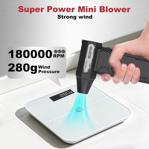 Compressed Air Duster,180,000RPM High Speed brushless Motor Mini Blower | 3-speed adjustable electric air duster with multiple nozzles , for cleaning car, keyboard, computer, home and outdoor. in Saudi Arabia