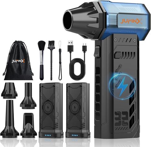 Electric air Duster，250,000RPM Super Power mini Blower,2 Swappable Battery | 3-speed adjustable rechargeable air duster with multiple nozzles，for cleaning car, keyboard, computer, leaves,home & outdoor. in Kuwait