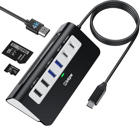 USB C Hub, P9 USB C Hub Multiport Adapter with 4K@60Hz HDMI, PD 100W, Type-C & 2 USB A 3.0 5Gbps, 2 USB A 2.0, SD/TF Card Reader, Aluminum USB Hub for Laptop, iPhone 17 Series, MacBook, iPad in Saudi Arabia