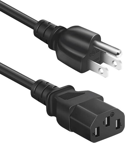 Universal 3-Prong AC Power Cable for Computer, TV, Monitor and More, 6 Feet (1.82 Meters), Black in Saudi Arabia
