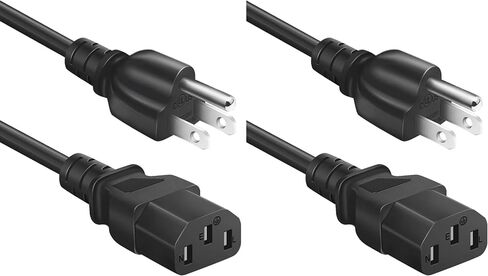 Universal 3-Prong AC Power Cable for Computer, TV, Monitor and More, 6 Feet (1.82 Meters), Black in Kuwait