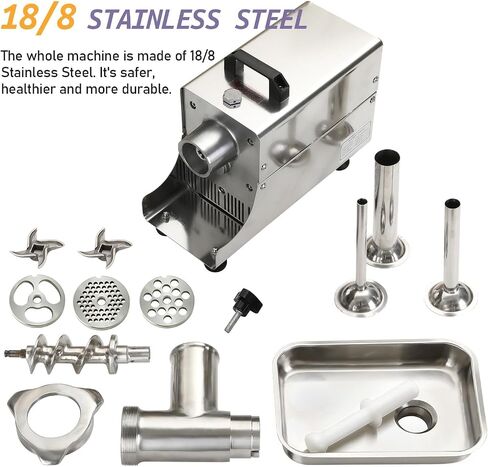 OKF Meat Grinder #8, 304 Stainless Steel Electric Meat Grinder, 2800W Max Commercial Meat Grinder, Meat Grinders for Home Use with 2 Blades, 3 Plates, 3 Stuffing Tubes in Saudi Arabia