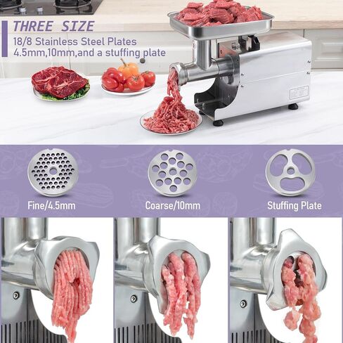 OKF Meat Grinder #8, 304 Stainless Steel Electric Meat Grinder, 2800W Max Commercial Meat Grinder, Meat Grinders for Home Use with 2 Blades, 3 Plates, 3 Stuffing Tubes in Saudi Arabia
