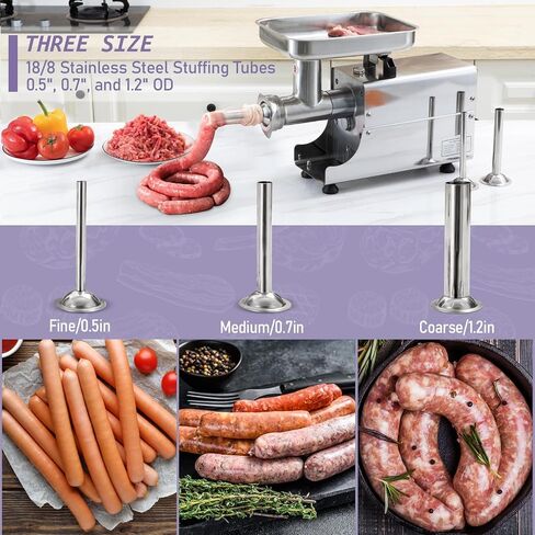 OKF Meat Grinder #8, 304 Stainless Steel Electric Meat Grinder, 2800W Max Commercial Meat Grinder, Meat Grinders for Home Use with 2 Blades, 3 Plates, 3 Stuffing Tubes in Saudi Arabia