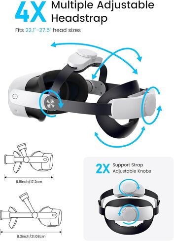 Upgraded Kawaye for Meta Quest 3S/Quest 2/Quest 3 Head Strap, Double Knobs Adjustable Elite Strap Replacement,VR Headset Strap with Two Large Support Pad,Compatible with PlayStation_4 in Kuwait