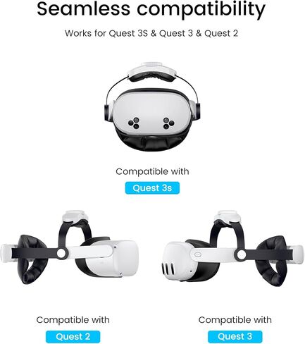 Upgraded Kawaye for Meta Quest 3S/Quest 2/Quest 3 Head Strap, Double Knobs Adjustable Elite Strap Replacement,VR Headset Strap with Two Large Support Pad,Compatible with PlayStation_4 in Kuwait