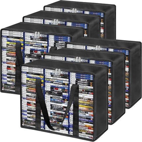 Clear DVD Storage Bags 6 Pack, Hold 420 DVDs or 540 Blu Rays, Easy Find Media Organizers with Reinforced Handle for Movies, Video Games, VHS Tapes in Saudi Arabia