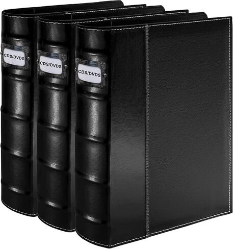 PU Leather CD/DVD Storage Binder with Zipper - 3 Pack | Holds 168 Discs + 84 Booklet Pockets + 168 Tag Slots, for Blu-ray/Music CDs/Audio Disks, Portable Organizer in Kuwait