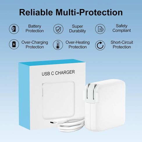 10ft Charger for MacBook Pro/Air 16, 15, 14, 13 inch 2025, 2024, 2023, 2022, 2021, 2020, M1 M2 M3 M4, 96W USB C Power Adapter, LED, 100W USB-C Cable Charging as Fast as Original Quality in Kuwait