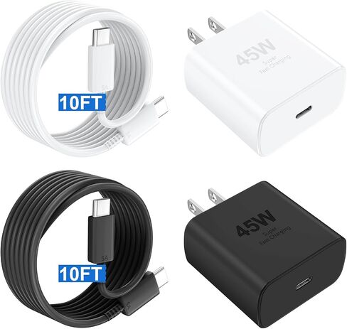 Fast Charger USB C Charger iPhone Type C Charger,10 FT USB C to USB C Cable Fast Charging Cord 45W Phone Chargers iPhone USBC Charger Block for iPhone 17 Air/17 Pro/17 Pro Max/16 15 Pro Max/iPad Pro in Saudi Arabia