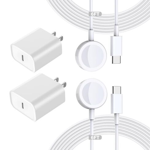 Fast Charging for Apple Watch Charger,2Pack PD USB C Fast iWatch Charger Block with 6FT Magnetic Wireless Cable for iWatch Charging Compatible with Apple Watch Series 11/10/9/8/7/6/SE2/5/4/3/2/1/Ultra in Saudi Arabia