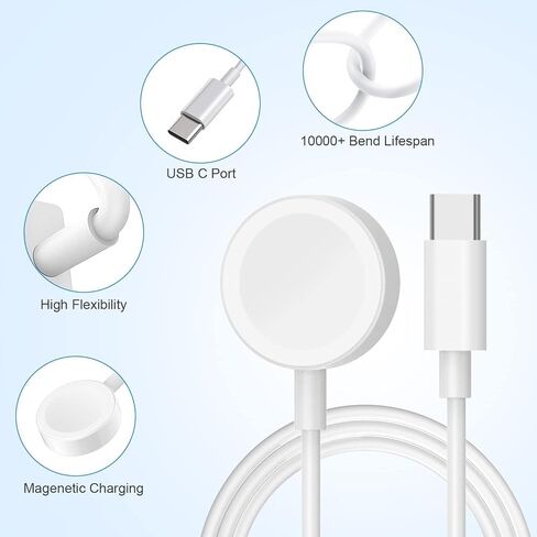 Fast Charging for Apple Watch Charger,2Pack PD USB C Fast iWatch Charger Block with 6FT Magnetic Wireless Cable for iWatch Charging Compatible with Apple Watch Series 11/10/9/8/7/6/SE2/5/4/3/2/1/Ultra in Saudi Arabia