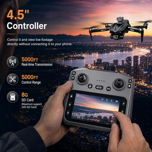 A16 GPS Drones with 4K Camera for Adults EIS, Drone with 4.5" HD Screen | GPS Follow & Auto Return & Obstacle Avoidance, Long Range Transmission, 3 Speed Adjustable, 60 Mins Flight Time, Under 249g in Saudi Arabia