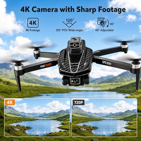 A16 GPS Drones with 4K Camera for Adults EIS, Drone with 4.5" HD Screen | GPS Follow & Auto Return & Obstacle Avoidance, Long Range Transmission, 3 Speed Adjustable, 60 Mins Flight Time, Under 249g in Saudi Arabia