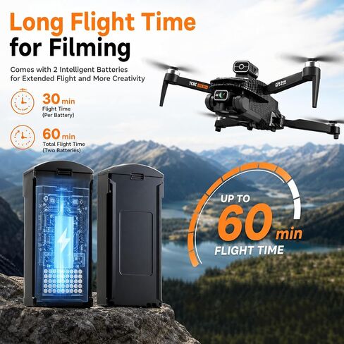 A16 GPS Drones with 4K Camera for Adults EIS, Drone with 4.5" HD Screen | GPS Follow & Auto Return & Obstacle Avoidance, Long Range Transmission, 3 Speed Adjustable, 60 Mins Flight Time, Under 249g in Saudi Arabia